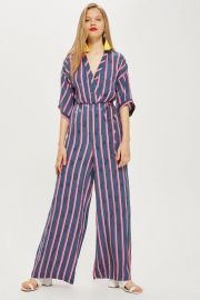 Striped Jacquard Jumpsuit at Topshop